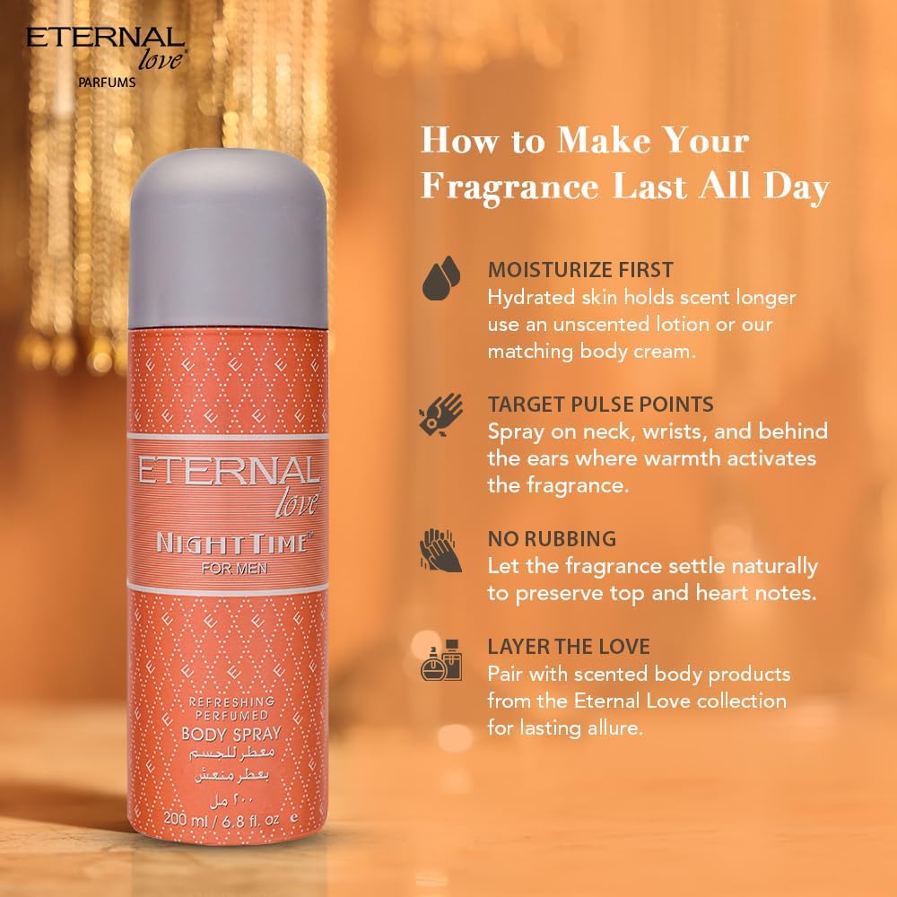 ETERNAL LOVE 200ML BODY SPRAY NIGHT TIME MENS