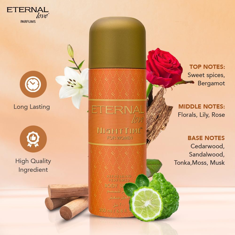 ETERNAL LOVE 200ML BODY SPRAY NIGHT TIME WOMENS
