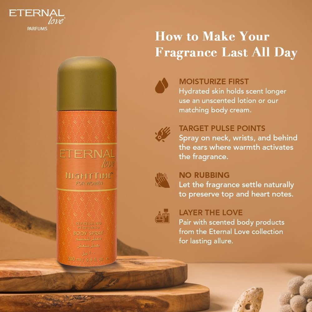 ETERNAL LOVE 200ML BODY SPRAY NIGHT TIME WOMENS
