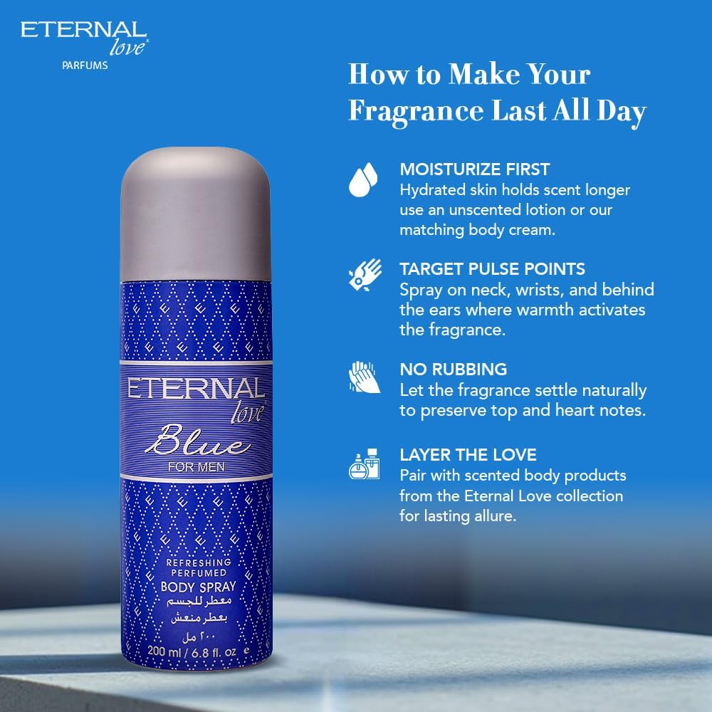 ETERNAL LOVE 200ML BODY SPRAY BLUE MENS