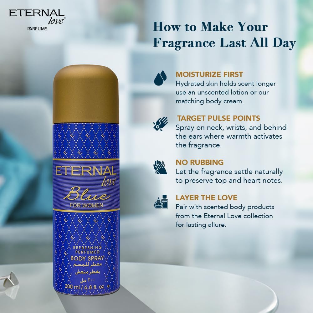 ETERNAL LOVE 200ML BODY SPRAY BLUE WOMENS