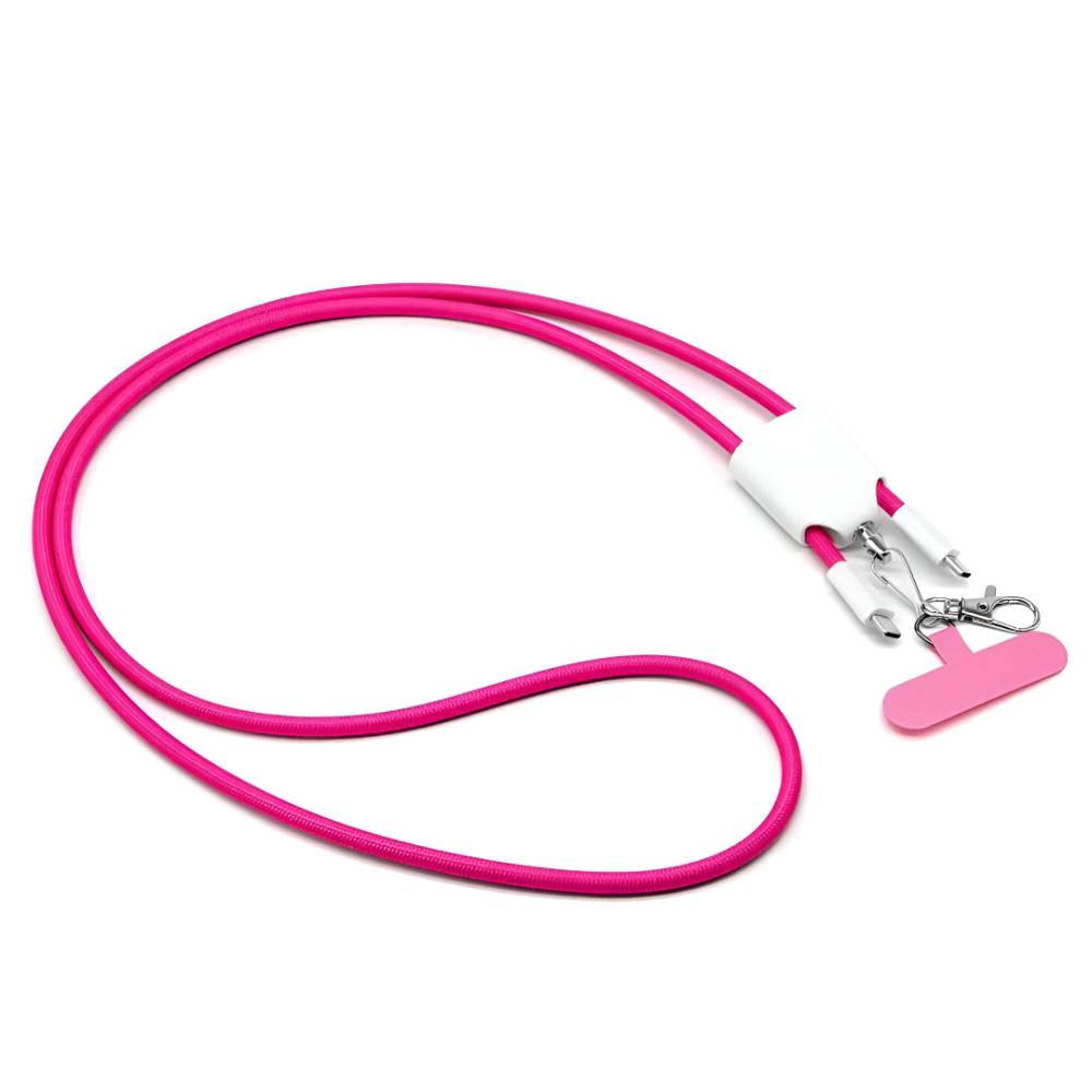 Phone Lanyard Cross Body Cable 4 in 1 – Magenta Pink