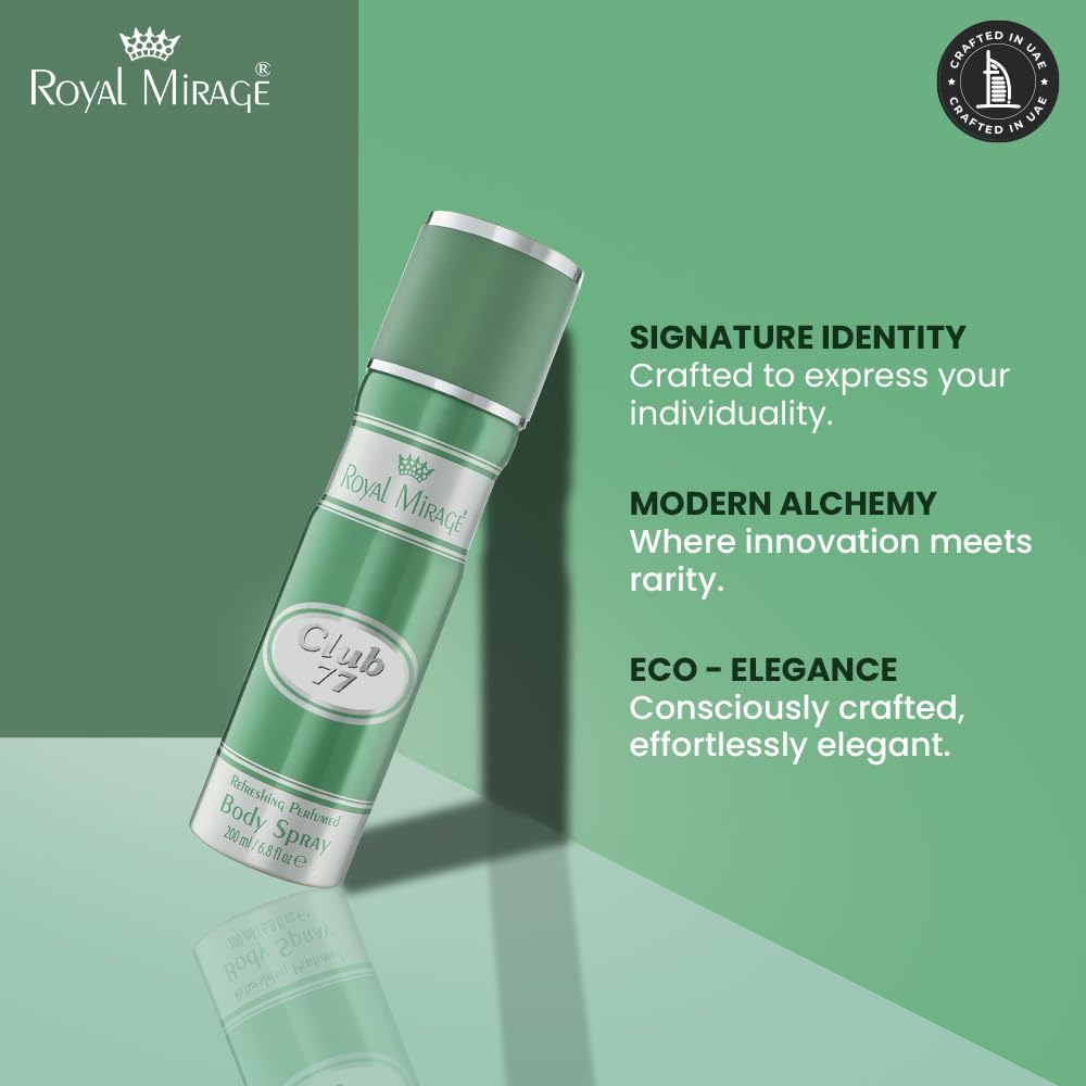 ROYAL MIRAGE 200ML BODY SPRAY CLUB 77 UNISEX