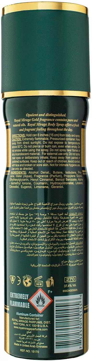 ROYAL MIRAGE 200ML BODY SPRAY GOLD UNISEX