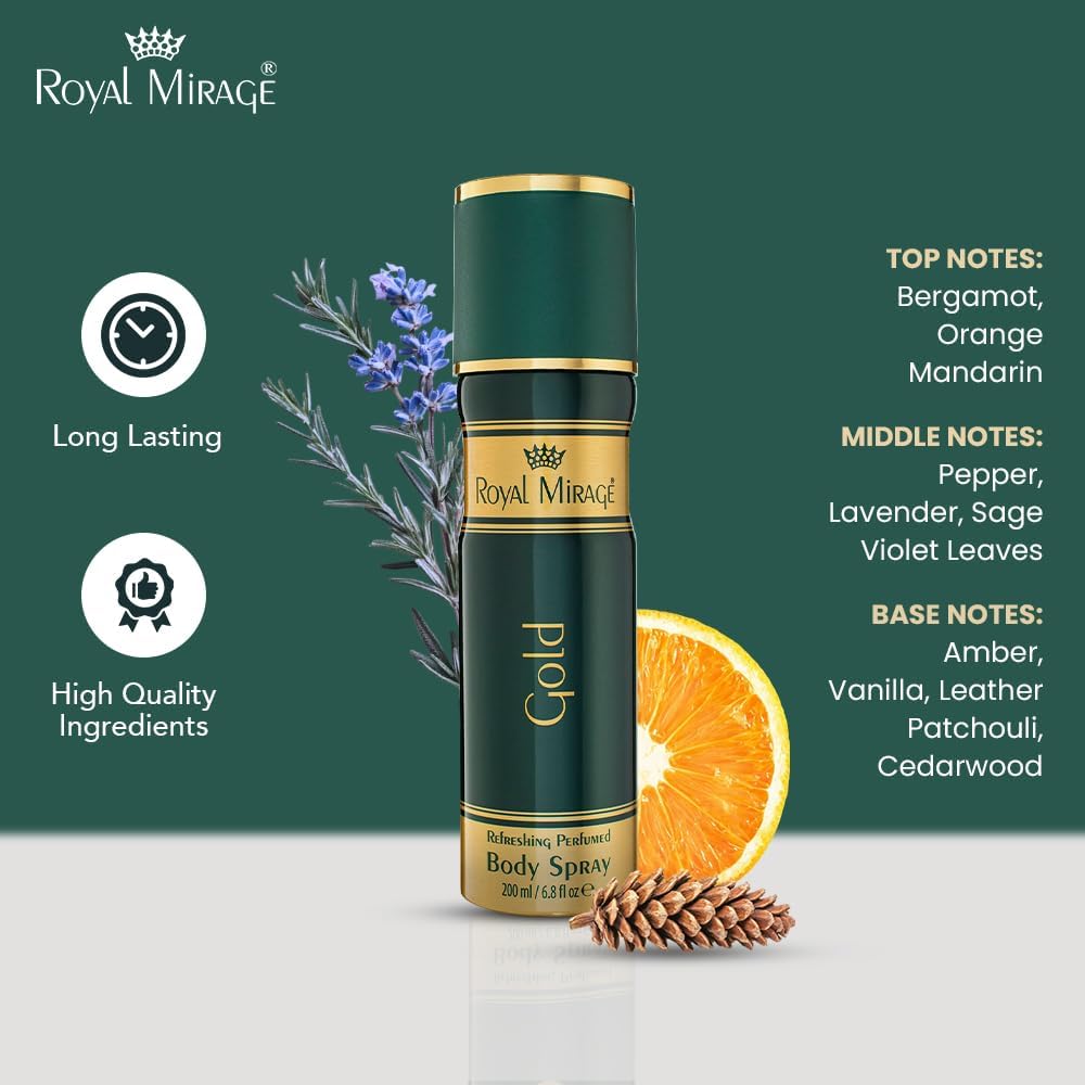 ROYAL MIRAGE 200ML BODY SPRAY GOLD UNISEX