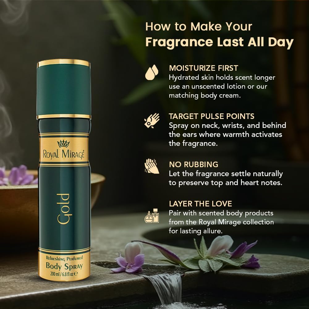 ROYAL MIRAGE 200ML BODY SPRAY GOLD UNISEX