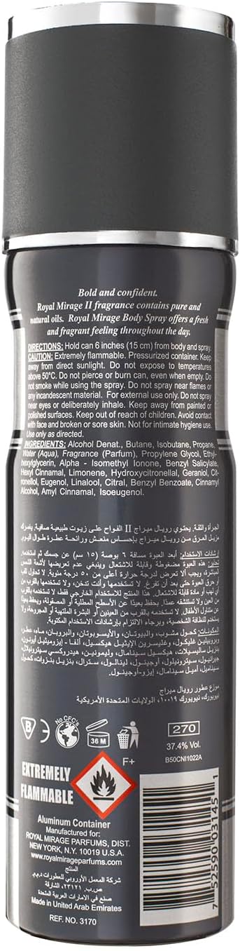 ROYAL MIRAGE 200ML BODY SPRAY II MENS