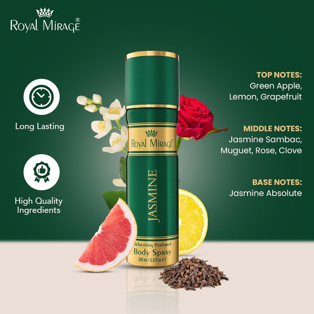 ROYAL MIRAGE 200ML BODY SPRAY JASMINE WOMENS