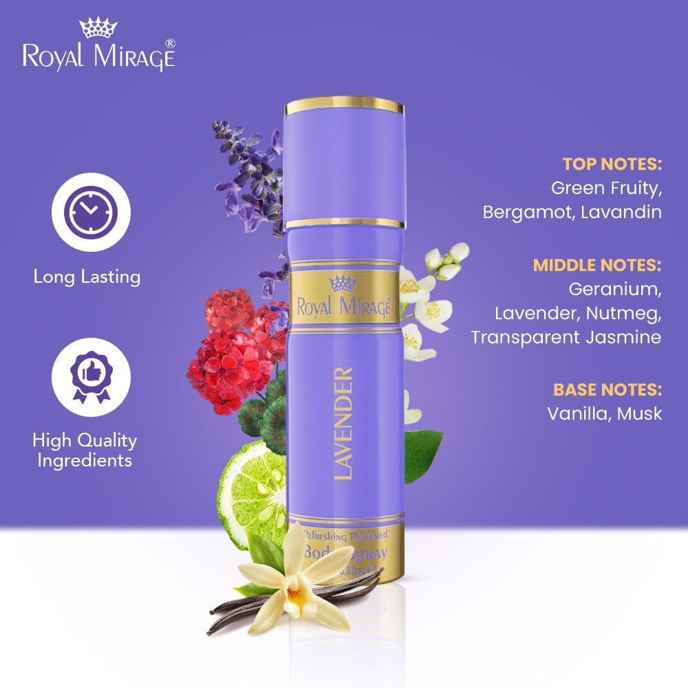ROYAL MIRAGE 200ML BODY SPRAY LAVENDER WOMENS