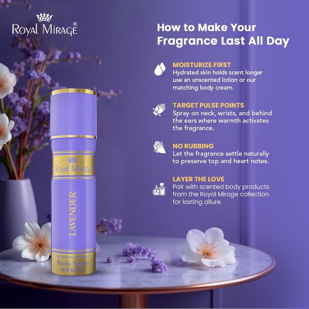 ROYAL MIRAGE 200ML BODY SPRAY LAVENDER WOMENS