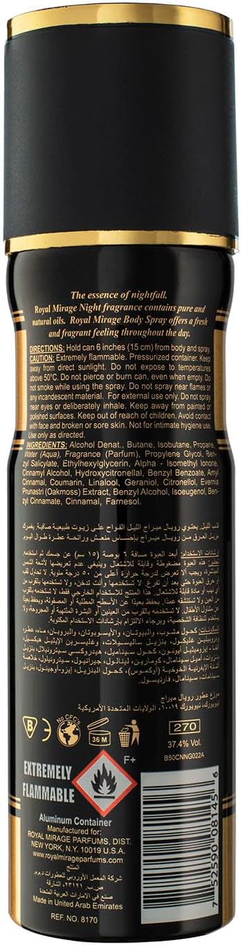 ROYAL MIRAGE 200ML BODY SPRAY NIGHT UNISEX