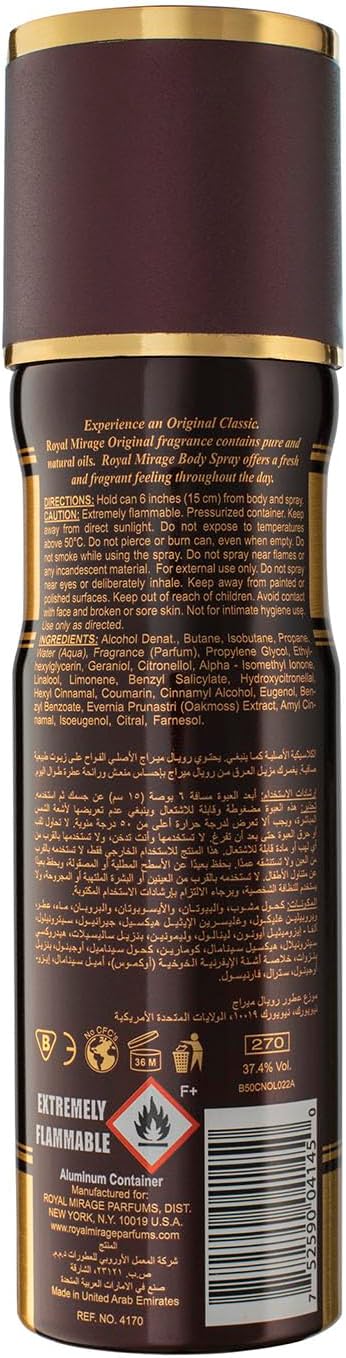 ROYAL MIRAGE 200ML BODY SPRAY ORIGINAL UNISEX