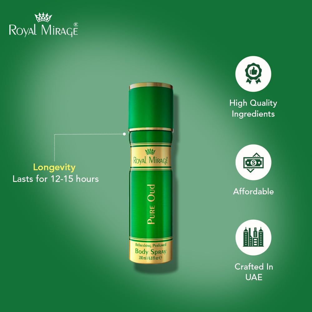 ROYAL MIRAGE 200ML BODY SPRAY PURE OUD UNISEX