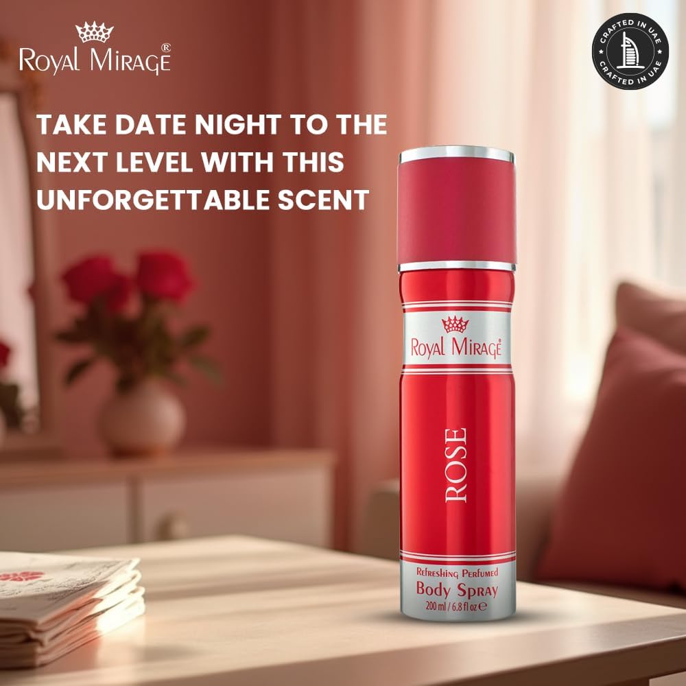 ROYAL MIRAGE 200ML BODY SPRAY ROSE WOMENS