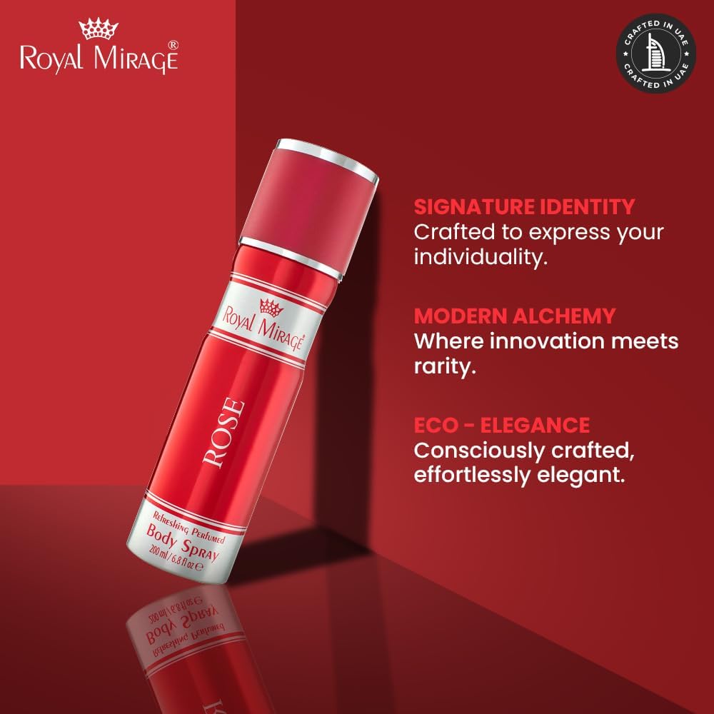 ROYAL MIRAGE 200ML BODY SPRAY ROSE WOMENS