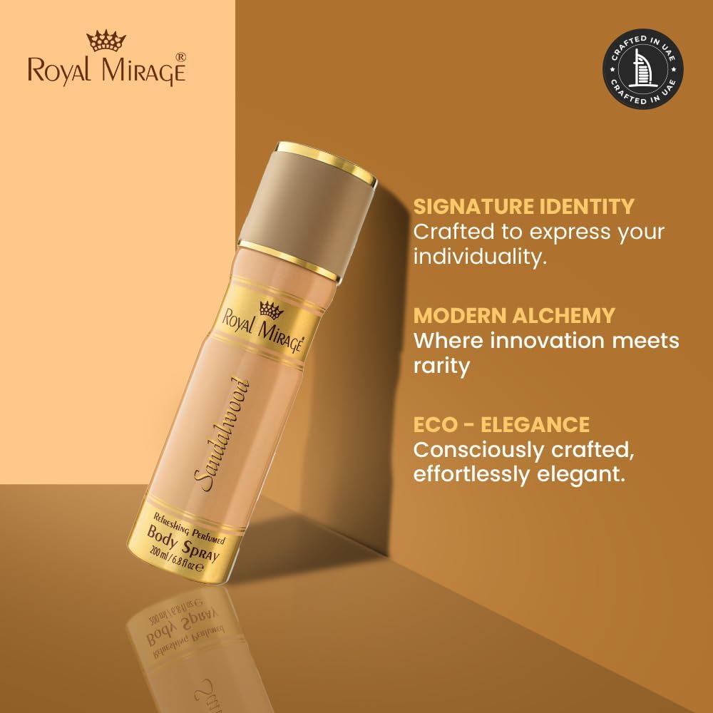 ROYAL MIRAGE 200ML BODY SPRAY SANDALWOOD MENS