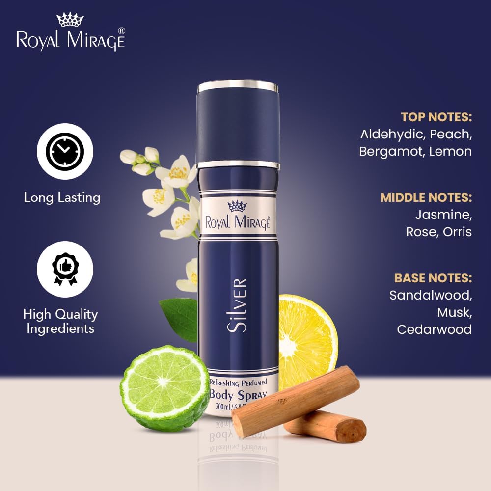 ROYAL MIRAGE 200ML BODY SPRAY SILVER UNISEX