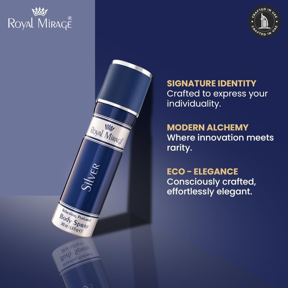 ROYAL MIRAGE 200ML BODY SPRAY SILVER UNISEX