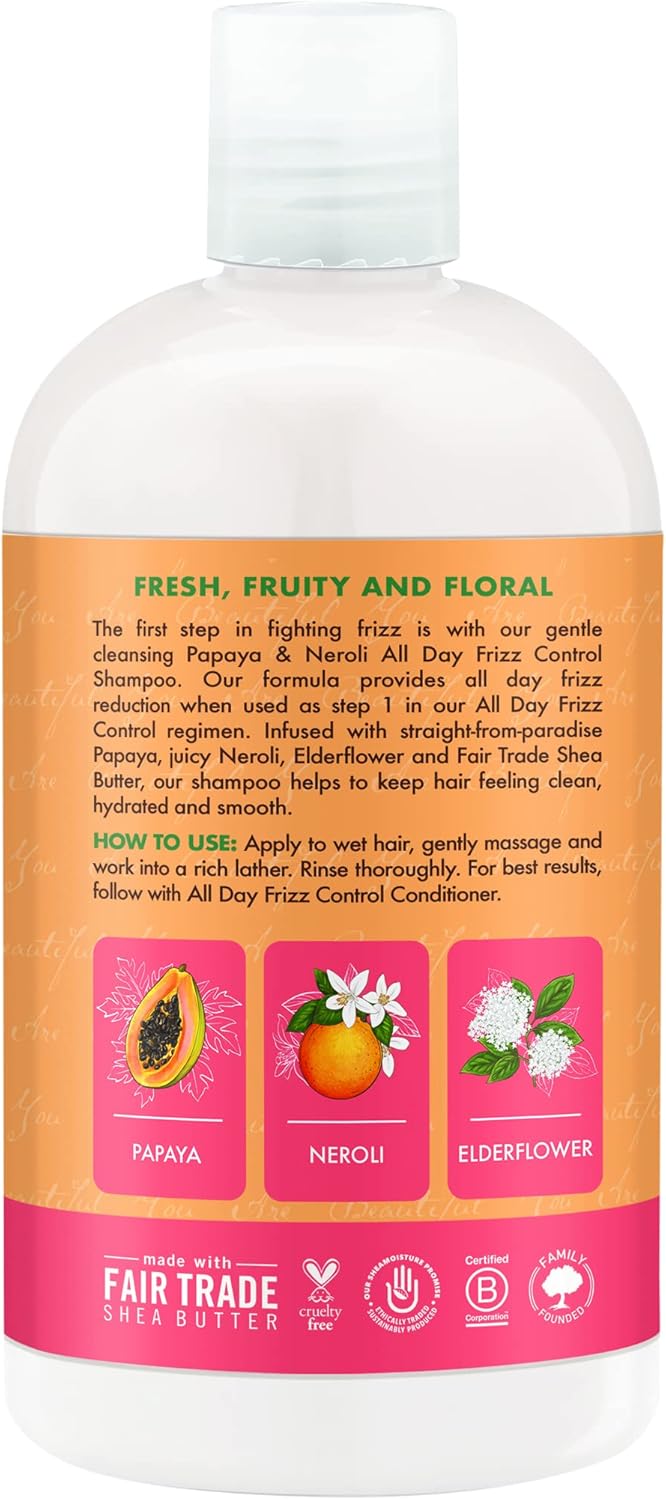 SHEA MOISTURE PAPAYA AND NEROLI ALL DAY FRIZZ CONTROL SHAMPOO 384ML