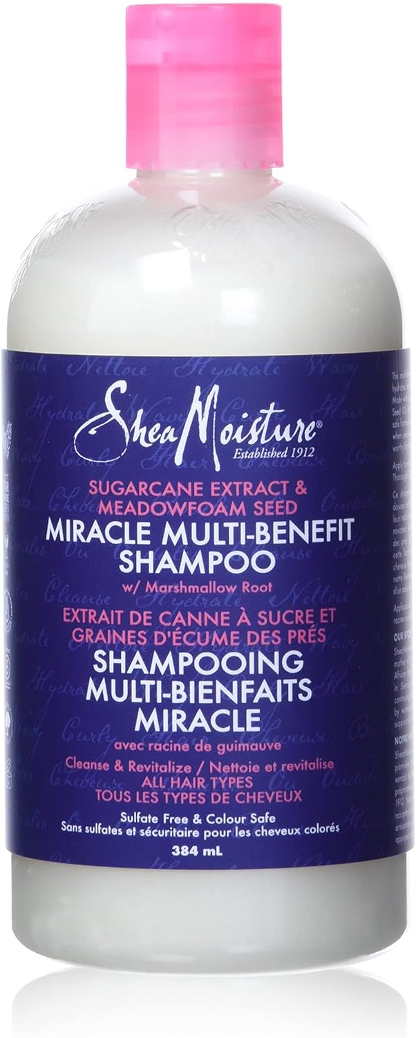 SHEA MOISTURE SUGARCANE EXTRACT AND MEADOWFOAM MIRACLE MULTI-BENEFIT SHAMPOO 384ML