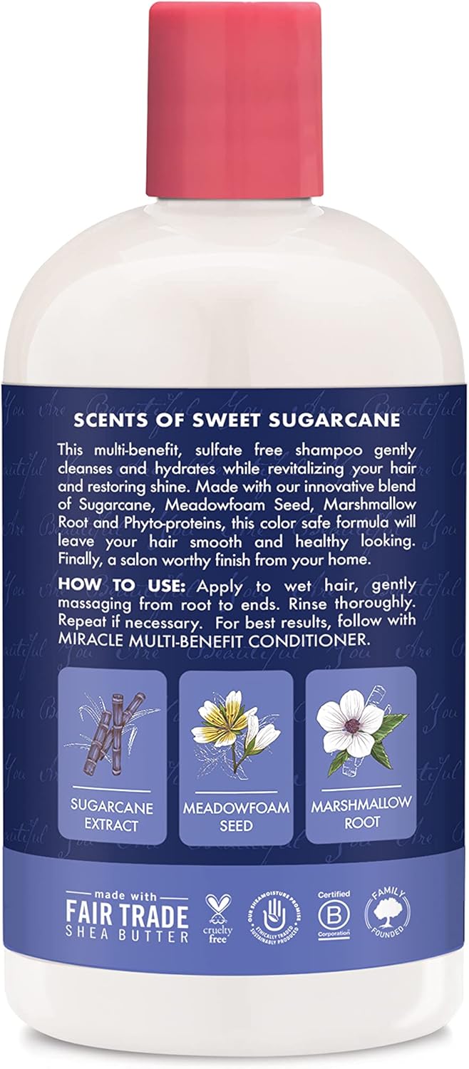 SHEA MOISTURE SUGARCANE EXTRACT AND MEADOWFOAM MIRACLE MULTI-BENEFIT SHAMPOO 384ML