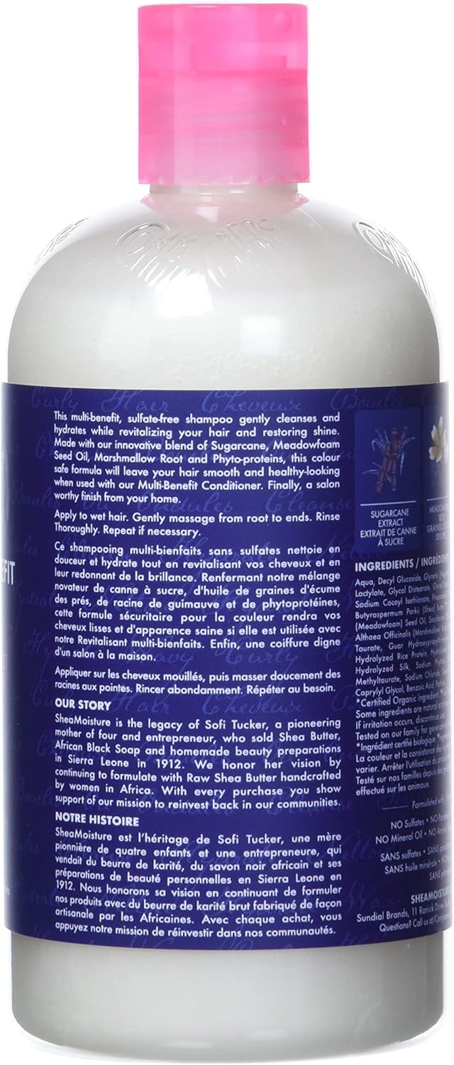 SHEA MOISTURE SUGARCANE EXTRACT AND MEADOWFOAM MIRACLE MULTI-BENEFIT SHAMPOO 384ML