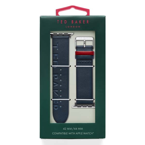 Ted Baker Ted Logo Leather Apple Watch Strap 42/ 44 MM (BKS42F117) – Blue